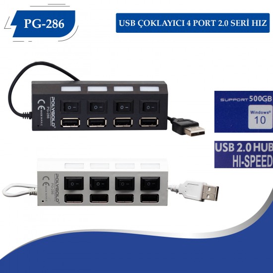 PG-286 USB Çoklayıcı 4 Port 2.0 Seri Hız