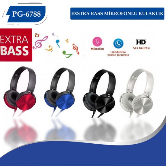 PG-6788 Extra Bass Mikrofonlu Kulaklık